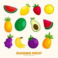 colección de iconos de frutas de verano vector