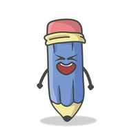 Cute Pencil Character Flat Cartoon Vector Template Design Illustration