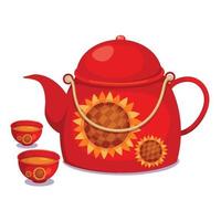 Illustration of isolated tea pot set vector