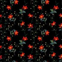 Garden botanical red flowers seamless pattern vector illustration