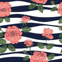 Sweet roses seamless pattern on wavy background for fashion, fabric, textile, print or wallpaper vector