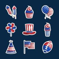 Independence Day Sticker Collection vector