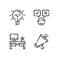 Vector illustration of idea decision making office megaphone line icon