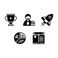Vector illustration of trophy employee rocket graph book glyph icon