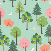 Cute birds in colorful forest seamless pattern for kid product, fashion, fabric, textile, print or wallpaper
