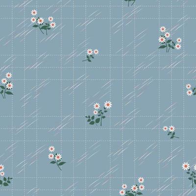 Cute white floral on soft blue background seamless pattern for kid product, apparel, fashion, fabric, textile, decoration, print or wallpaper