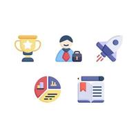 Vector illustration of trophy employee rocket graph book flat icon