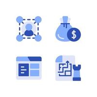Ilustración de vector de estrategia de navegador de presupuesto de red icono azul