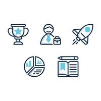 Vector illustration of trophy employee rocket graph book icon