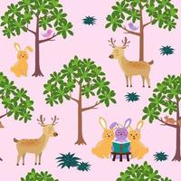 Seamless pattern with cute animals on bright and colorful background for decorative, fashion, fabric, textile, print or wallpaper vector
