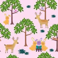 Seamless pattern with cute animals on bright and colorful background for decorative, fashion, fabric, textile, print or wallpaper vector