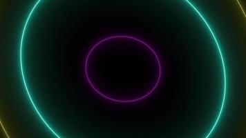 Sci-Fi Neon Circle Tunnel Abstract Background with Neon Stars Animation video