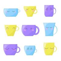 Establecer colección de vectores de cara de taza linda