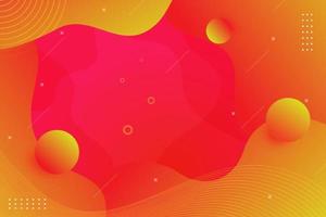 Abstract orange background with fluid shapes and 3d circle vector