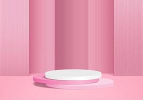 3d display product abstract minimal scene with geometric podium platform cylinder background vector 3d rendering with podium stand for cosmetic products Stage showcase on pedestal 3d pink studio