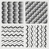 black waves pattern set vector