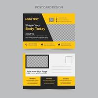 Fitness Gym Postcard Design Template vector