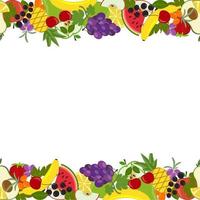 Summer frame border made of exotic fruits vector
