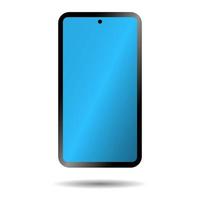 Touchscreen smartphone with blank blue display vector icon.