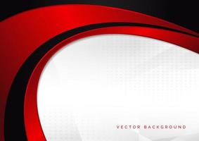 Abstract template red and black curve on dot pattern white background vector