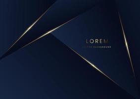 Abstract template blue geometric diagonal background with golden line Luxury style vector