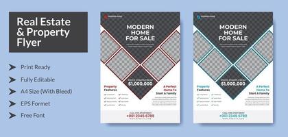 Flyer Design Real Estate Property with color variation A4 with Bleed Print Ready EPS Format Editable vector