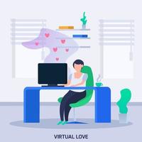 Virtual Love Orthogonal Composition Vector Illustration