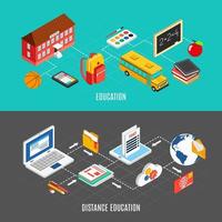 Education Isometric Banners Vector Illustration