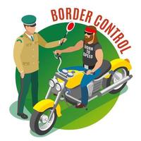 Border Control Isometric Composition Vector Illustration