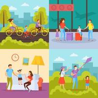 Family Activities Orthogonal Concept Vector Illustration