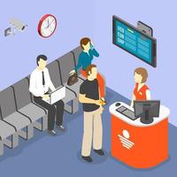 Queuing System Isometric Composition Vector Illustration