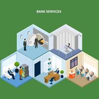 Bank Services Isometric Background Vector Illustration