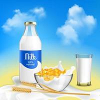 Milk Realistic Composition Vector Illustration