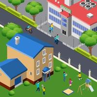 Family Outdoor Isometric Composition Vector Illustration