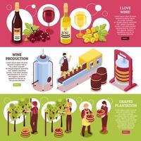 Winery Isometric Horizontal Banners Vector Illustration