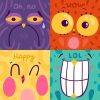 Emotion Stickers 2x2 Concept Vector Illustration