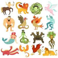 Mythical Creatures Set Vector Illustration