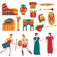 Ancient Rome Icon Set Vector Illustration