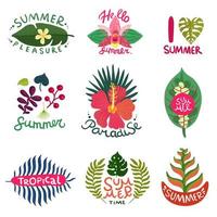 Tropical Plants Emblems Set Vector Illustration