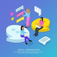 Virtual Communication Isometric Background Vector Illustration