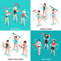 Aqua Aerobics Isometric Concept Vector Illustration