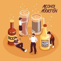 Ilustración de vector de ilustración isométrica de abuso de alcohol