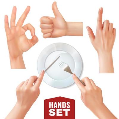 Realistic Hands Set Vector Illustration