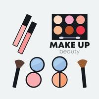 belleza aislada maquillaje herramienta icono conjunto vector plano