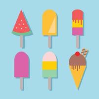 Six Pairs Of Colorful Sweet Ice Cream Collection Flat Vector