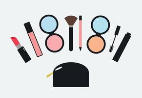 vector plano de colección de kit de maquillaje