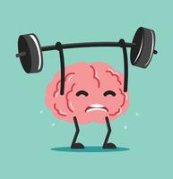 cerebro divertido levantando pesas por encima de la cabeza vector