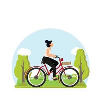 woman riding a bicycle  vector