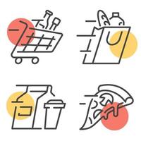 Food delivery service vector emblems