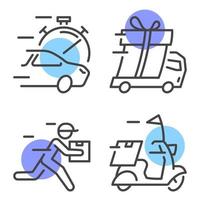 Linear icons for delivery service vector